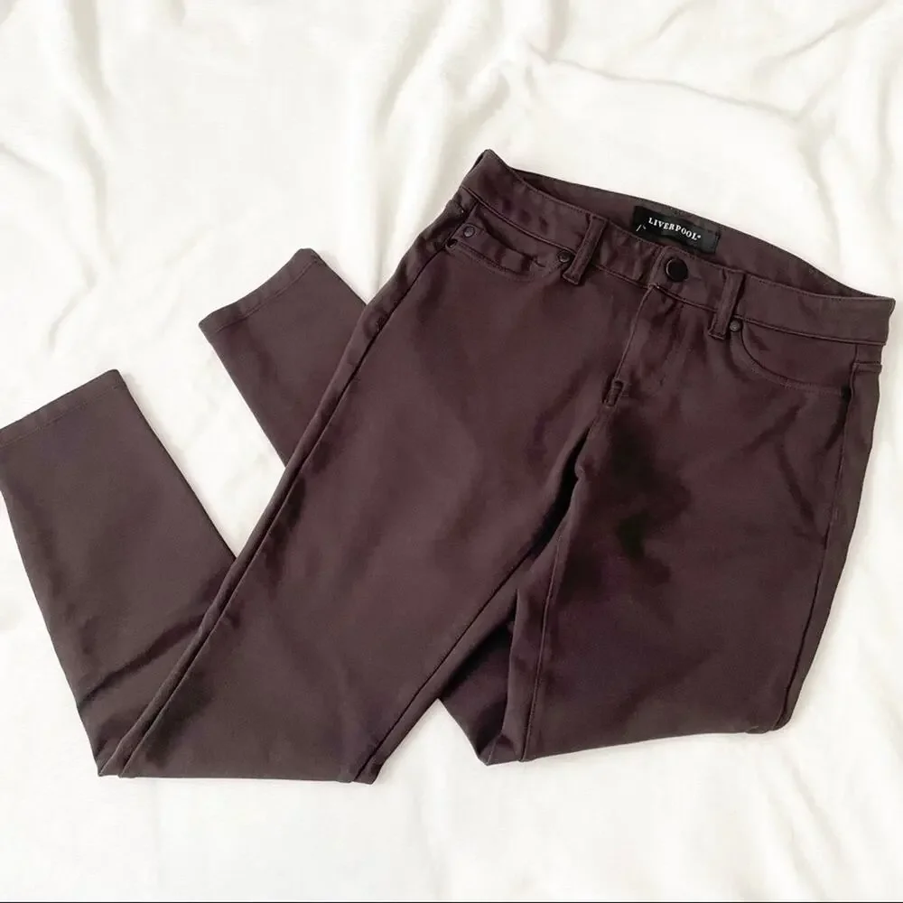 Liverpool jeans brown stretch pants leggings size 2 size 26 ankle cropped